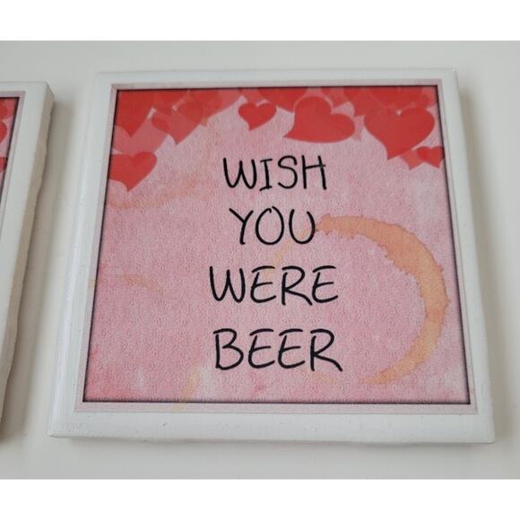 Ceramic coasters "Wish You Were Beer" - Picture 4 of 5